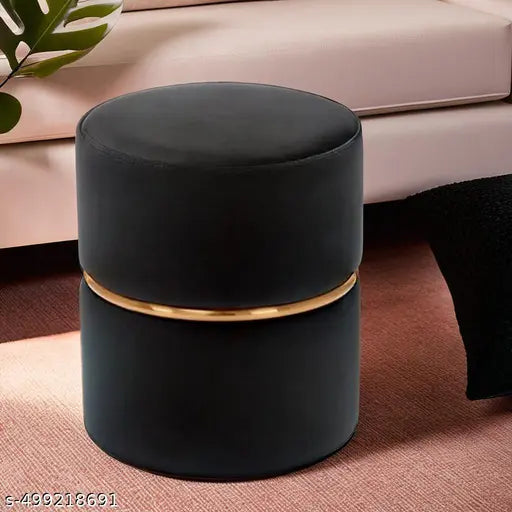 Black Wooden Ottoman for Living Room & Office