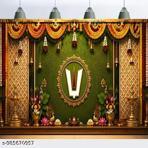 Onam Special Tilak Backdrop | 3D Decorative Festive Cloth for Pooja & Celebrations
