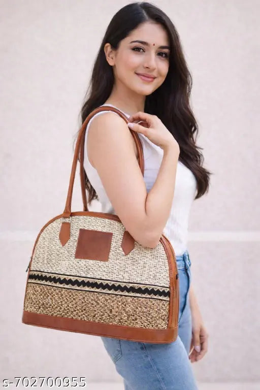 Women’s Jute Handbag | Large Textured Shoulder Bag