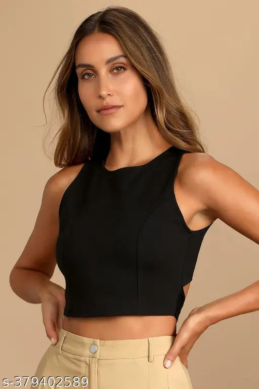 Women’s Solid Sleeveless Lycra Tank Top