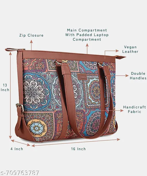 Women’s Multicolor Printed Tote Bag | Floral Leather Handbag