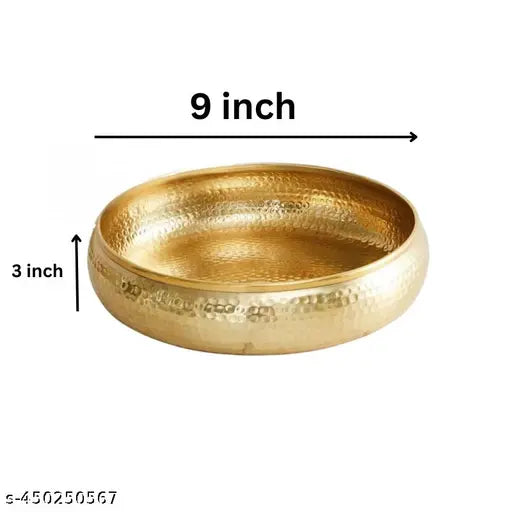 Onam Special Hammered Urli Bowl | 9‑Inch Brass Finish for Flowers & Tealights