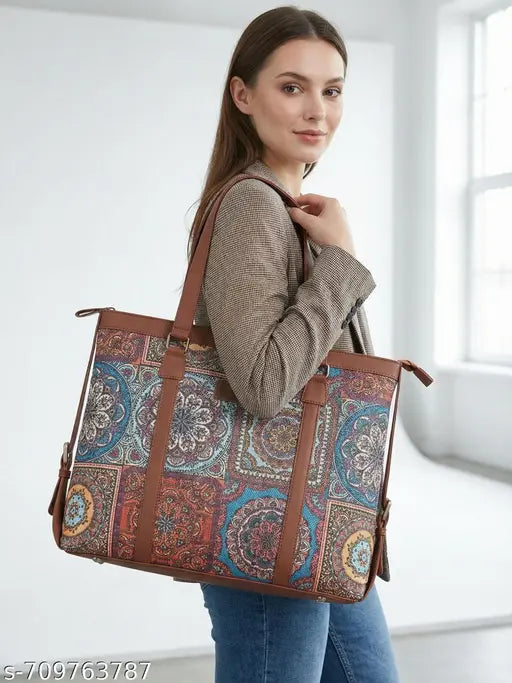 Women’s Multicolor Printed Tote Bag | Floral Leather Handbag