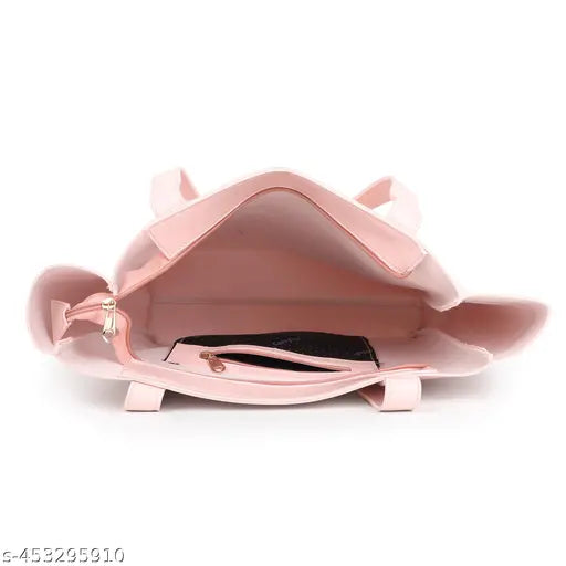 Spacious Glossy Tote Bag | Shiny PU Shoulder Handbag