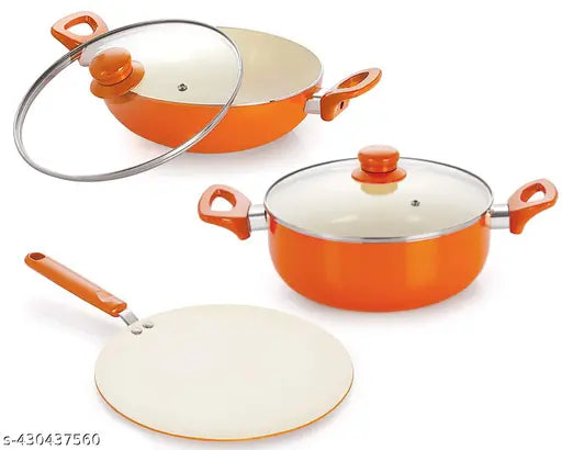 Nirlon Ceramic Cookware Set, Orange (BT-CC-CT-K22-C)