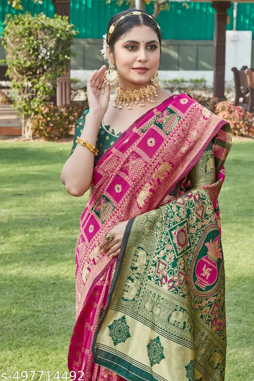 Cotton Silk Jacquard Saree – Pink Banarasi Saree