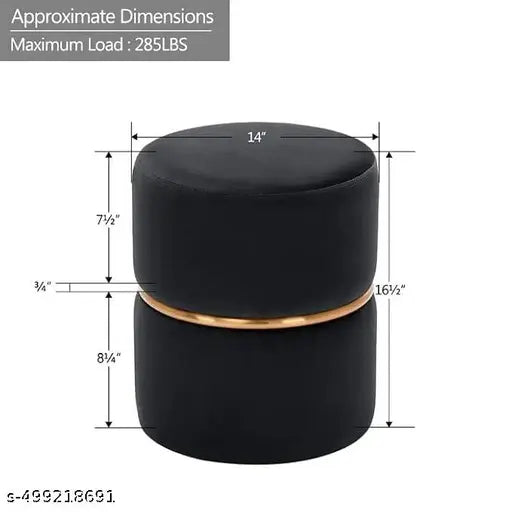 Black Wooden Ottoman for Living Room & Office
