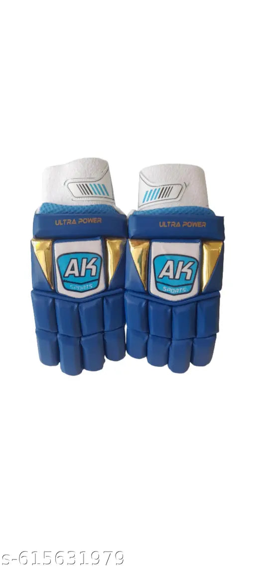 Premium ULTRA POWER Cricket Batting Gloves – Gold/Blue (Right Hand, Adult)