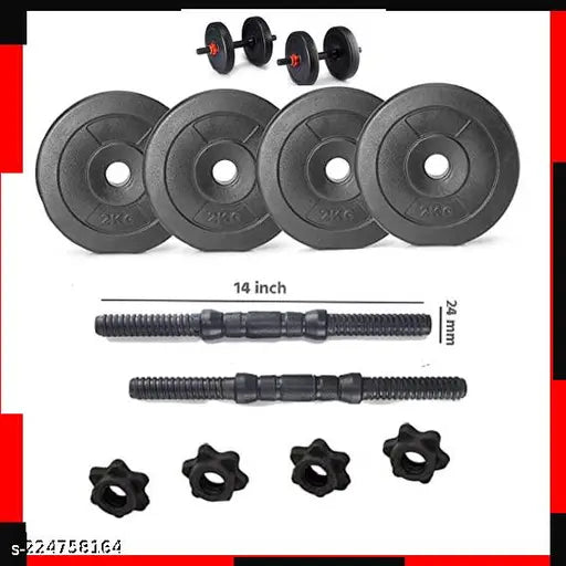 Adjustable 8kg Home Gym Dumbbell Set – Black
