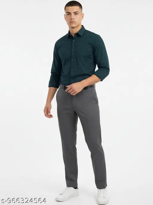 Men’s Slim Fit Solid Cotton Casual Shirt