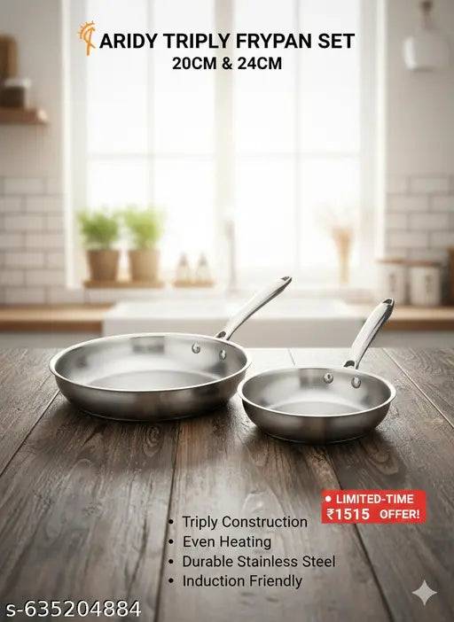 Heavy Duty Tri Ply Frying Pan Combo | Gas & Induction Friendly