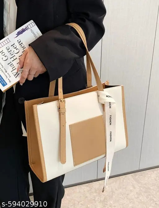 Women’s White Handbag | Solid Casual Tote