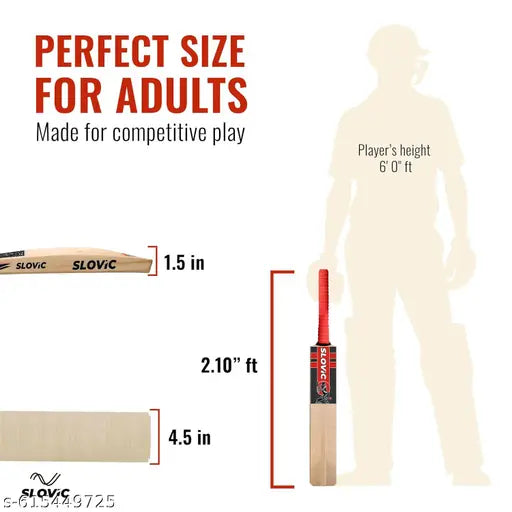 Full‑Size Wooden Tennis Cricket Bat – Poplar Willow (Size8)