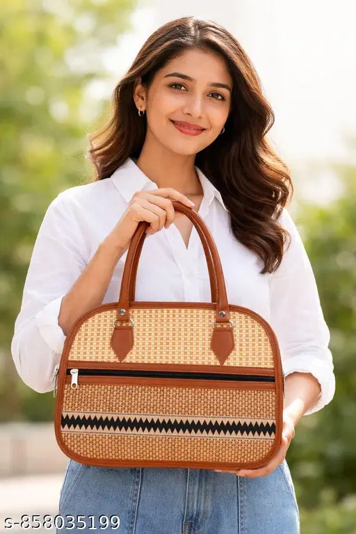 Casual Jute Woven Tote Bag | Boho Shoulder Handbag
