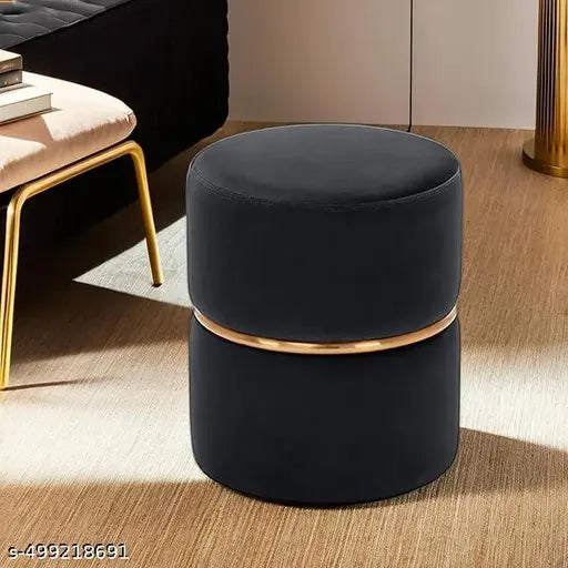 Black Wooden Ottoman for Living Room & Office