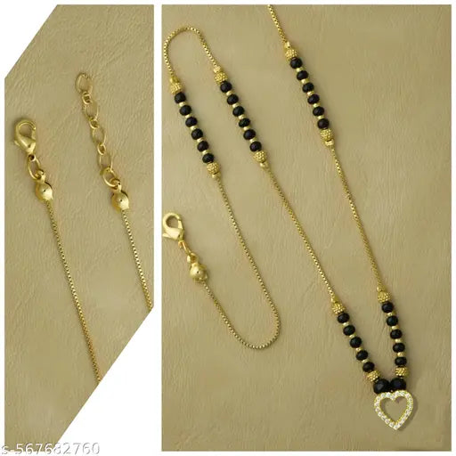 Heart Pendant American Diamond Mangalsutra | Gold Plated Premium Jewellery