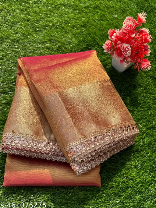 Special Tissue Silk Saree with Lace Border – Banarasi Party Wear