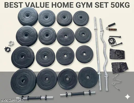 Home Gym Combo Premium Dumbbell Kit (50kgs) – Complete Set with Rods & Accessories