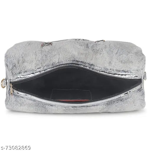 Faux Fur Fashion Duffel Bag | 17” Trendy Overnight Travel Luggage