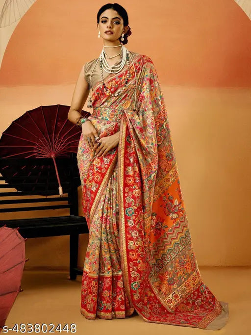 Pure Jamewar Kashmiri Modal Silk Saree – Heritage Floral Weaving