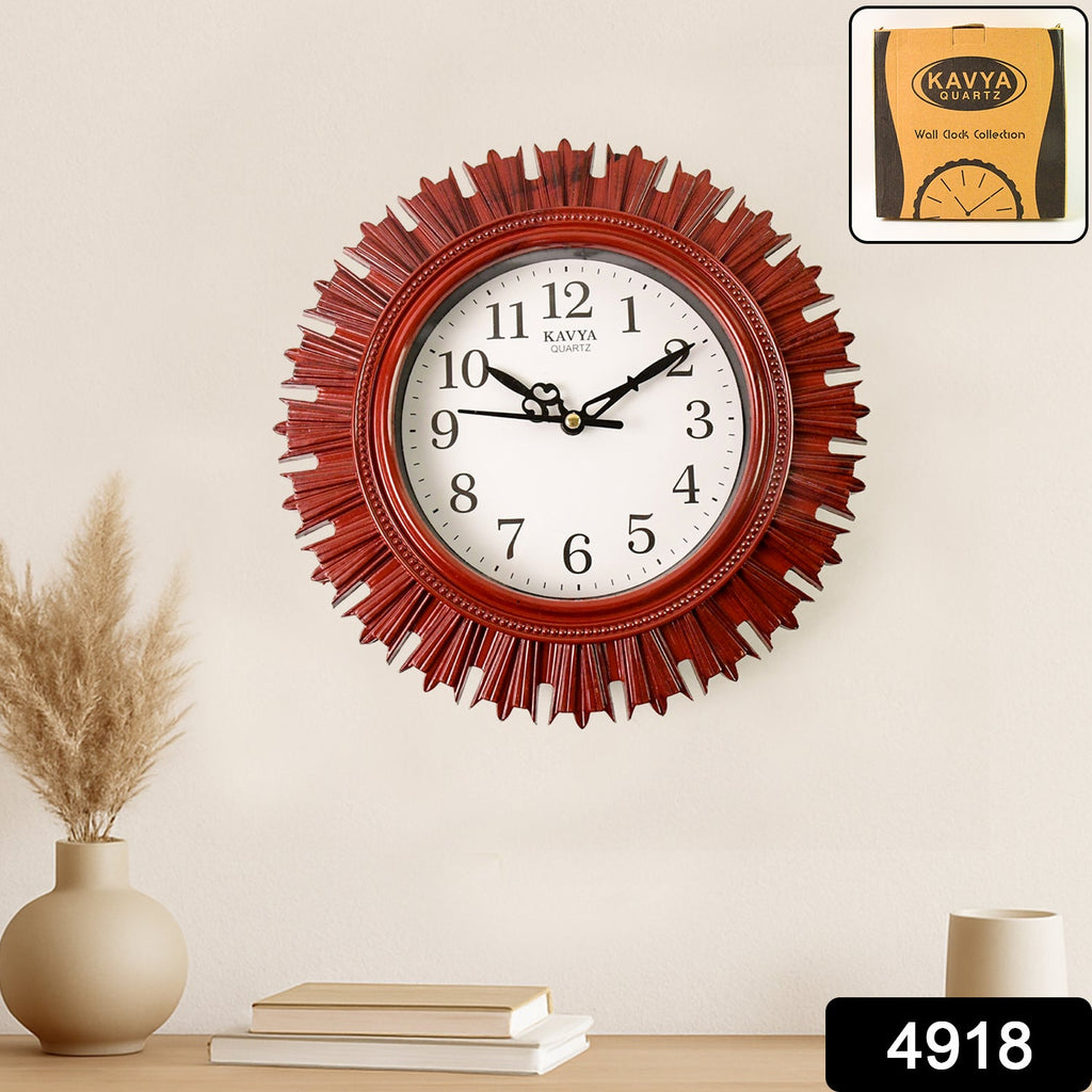 Red Wooden Round Wall Clock