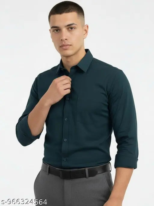 Men’s Slim Fit Solid Cotton Casual Shirt