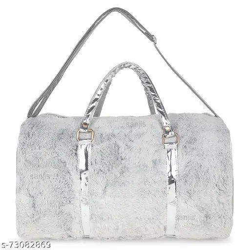 Faux Fur Fashion Duffel Bag | 17” Trendy Overnight Travel Luggage