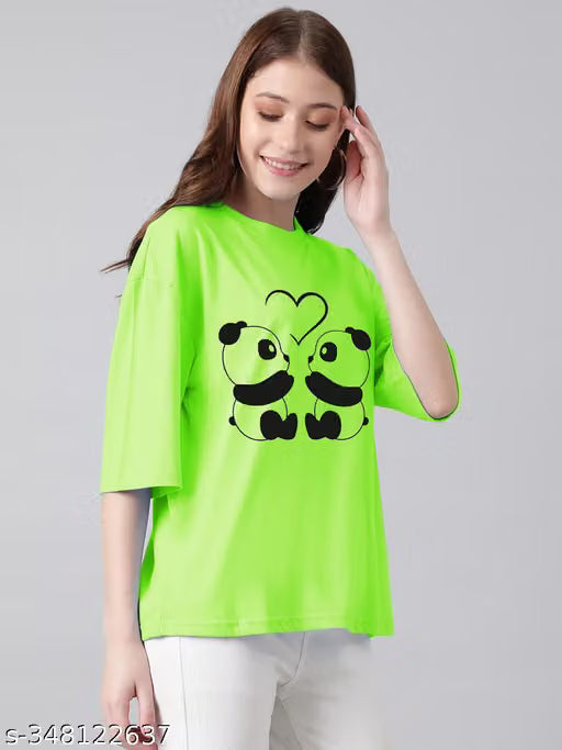 Women’s Oversized Printed Cotton Blend T‑Shirt