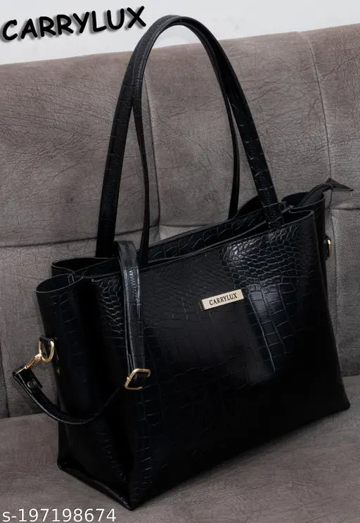 Carrylux Croco Print Shoulder Bag with Detachable Sling