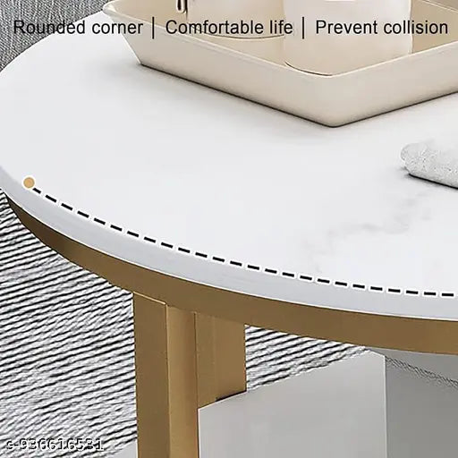 Modern Oval Coffee Table | 2‑Tier Wooden Center Table for Living Room
