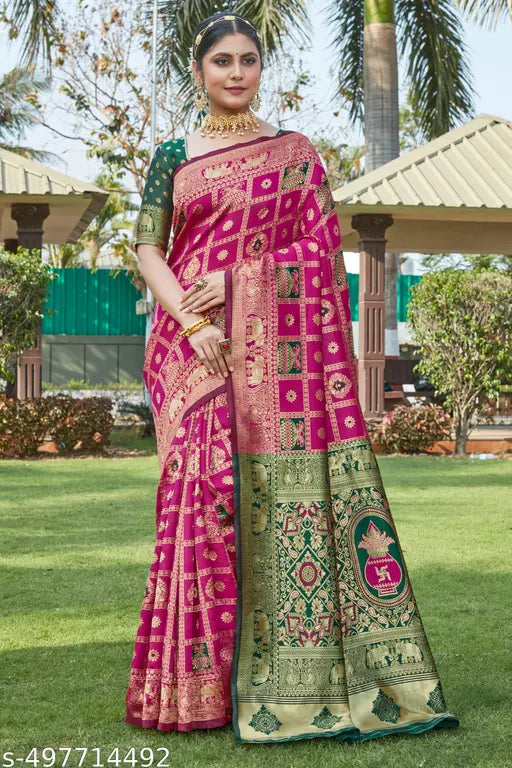 Cotton Silk Jacquard Saree – Pink Banarasi Saree