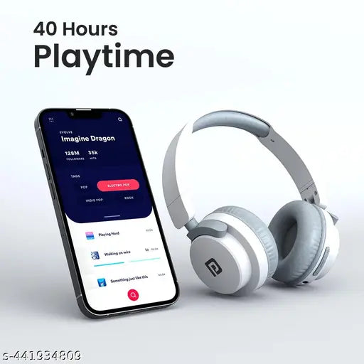 Over‑Ear Bluetooth Headphones with 40H Playtime & Type‑C Charging – White