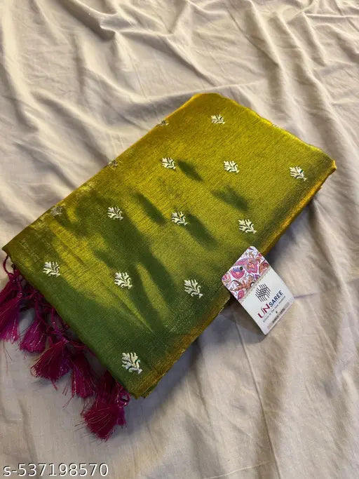 Mehendi Banarasi Satin Silk Saree – Green Zari Woven Traditional Wear
