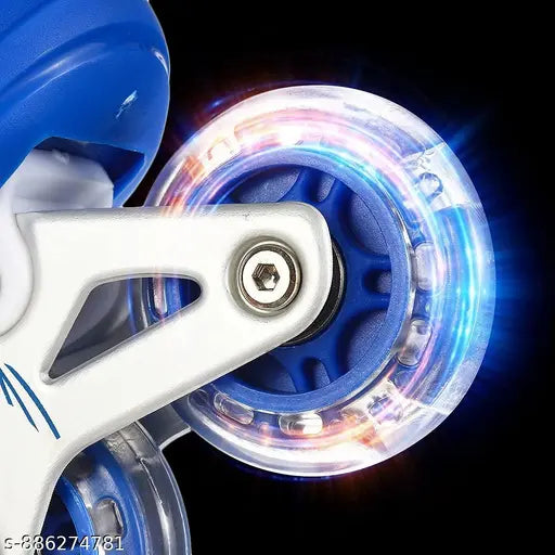 Premium Adjustable Inline Skates for Kids – LED Wheels, Aluminum Frame (Blue)