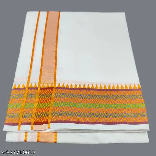 Onam Special Men’s Cotton Rajam Mundu with Big Border & Thalapathy Towel | 4 Muzham