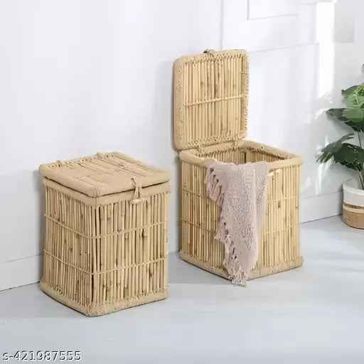 Eco‑Friendly Bamboo Storage Box | Handmade Basket with Lid