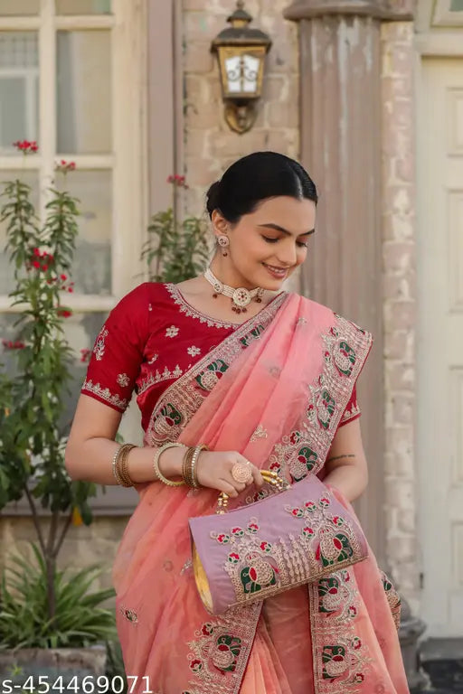 Super Net Banarasi Saree with Purse Free
