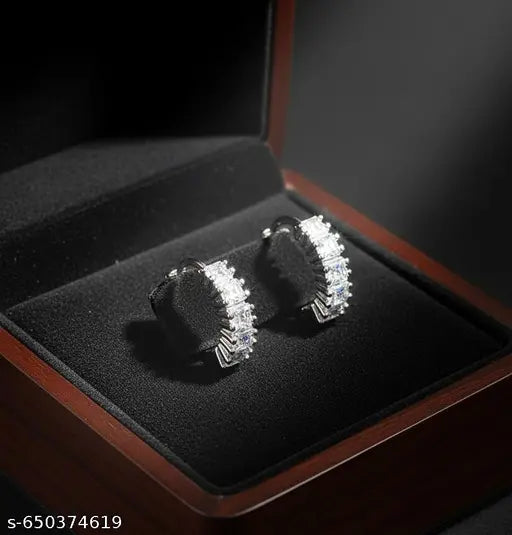Silver Plated Pearl Hoop Earrings for Women