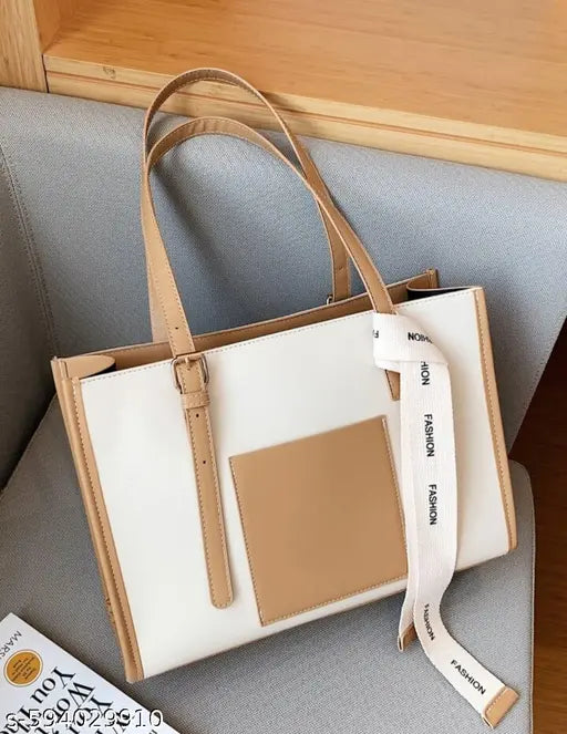 Women’s White Handbag | Solid Casual Tote