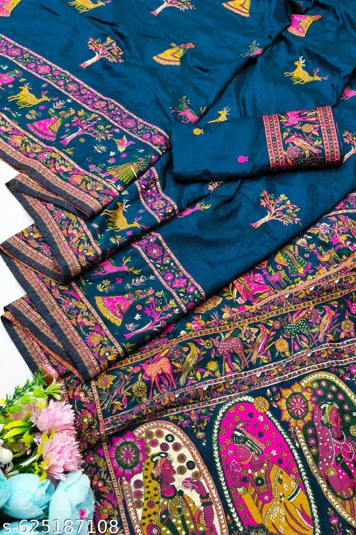 Pure Dola Silk Handloom Meenakari Paithani Saree – Heritage Weaving