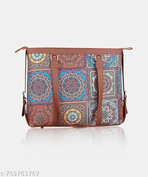 Women’s Multicolor Printed Tote Bag | Floral Leather Handbag