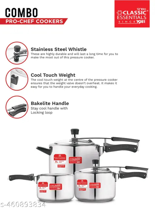 Stainless Steel Pressure Cooker – Induction & Gas Compatible