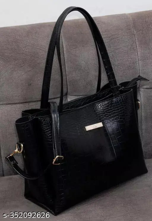 Women’s Crocodile Print Shoulder Bag | Extra Spacious Tote with Detachable Sling