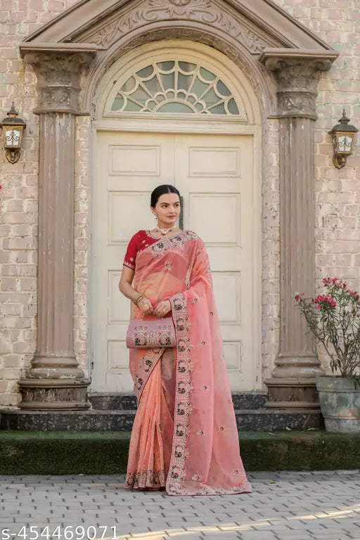 Super Net Banarasi Saree with Purse Free
