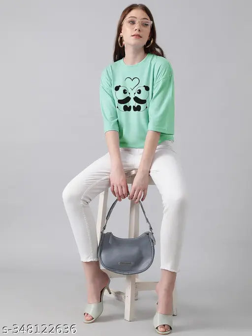 Women’s Oversized Printed Cotton Blend T‑Shirt