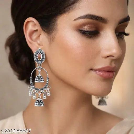 16 Pair Oxidised Silver Earrings Combo Set