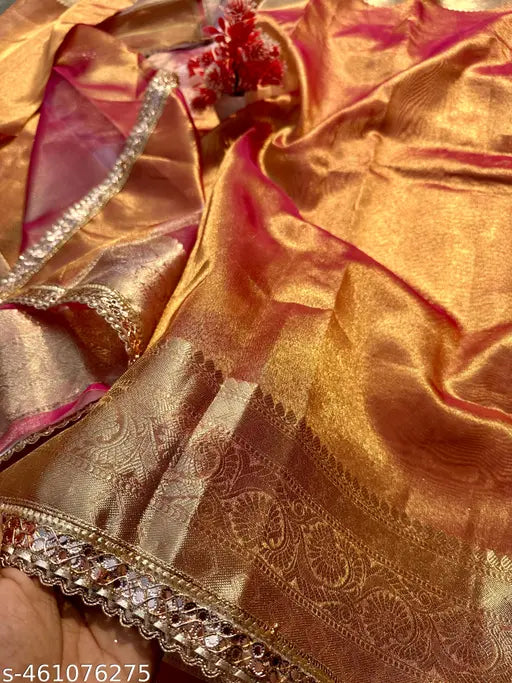 Special Tissue Silk Saree with Lace Border – Banarasi Party Wear
