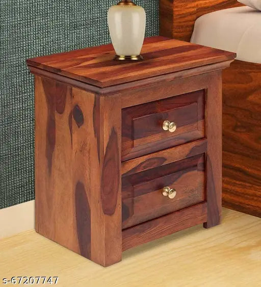 Solid Sheesham Wood Bedside Table | Brown Finish