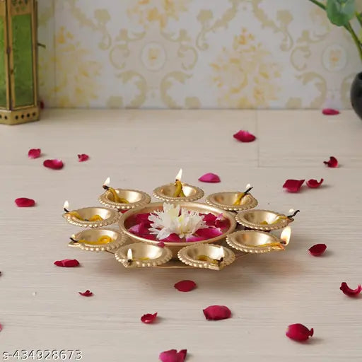 Onam Special Metal Urli Bowl | 10.5 inch Gold Festive Décor for Flowers & Diyas