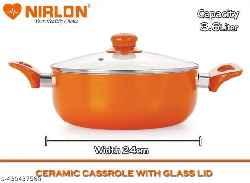 Nirlon Ceramic Cookware Set, Orange (BT-CC-CT-K22-C)